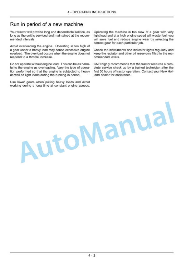 New Holland TS6020, TS6030, TS6030HC Tractor Operation and Maintenance Manual 84497609 3 New Holland TS6020, TS6030, TS6030HC Tractor Operation and Maintenance Manual 84497609-3