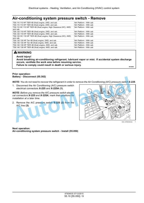 New Holland TS6.110, TS6.110HC, TS6.120, TS6.120HC, TS6.130, T6.140 Tier 4B Final Tractor Service Manual 47955987 3 New Holland TS6.110, TS6.110HC, TS6.120, TS6.120HC, TS6.130, T6.140 Tier 4B Final Tractor Service Manual 47955987 - Image 3