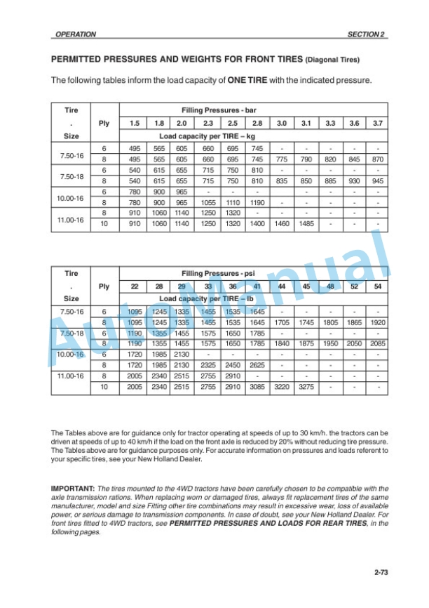 New Holland TS90, TS100, TS110, TS120 Tractor Operation and Maintenance Manual 73400916 4 New Holland TS90, TS100, TS110, TS120 Tractor Operation and Maintenance Manual 73400916-4