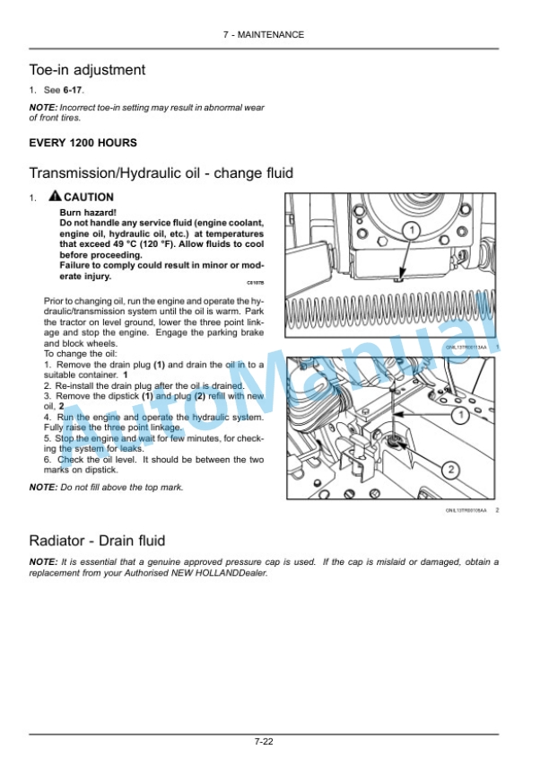 New Holland TT35, TT40, TT45 Tractor Operation and Maintenance Manual 48013327 5 New Holland TT35, TT40, TT45 Tractor Operation and Maintenance Manual 48013327-5