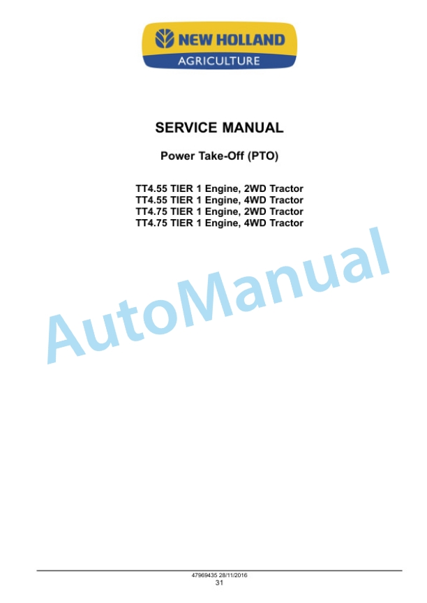 New Holland TT4.55, TT4.75 Tractor Service Manual 47969435 4 New Holland TT4.55, TT4.75 Tractor Service Manual 47969435 - Image 4