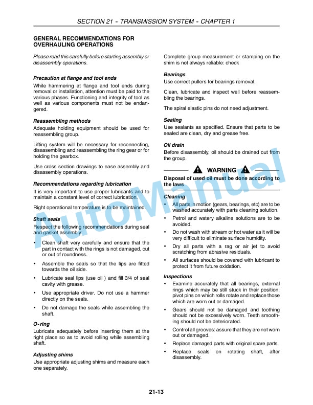 New Holland TT45A, TT50A Tractor Repair Manual 87655298 5 New Holland TT45A, TT50A Tractor Repair Manual 87655298-5