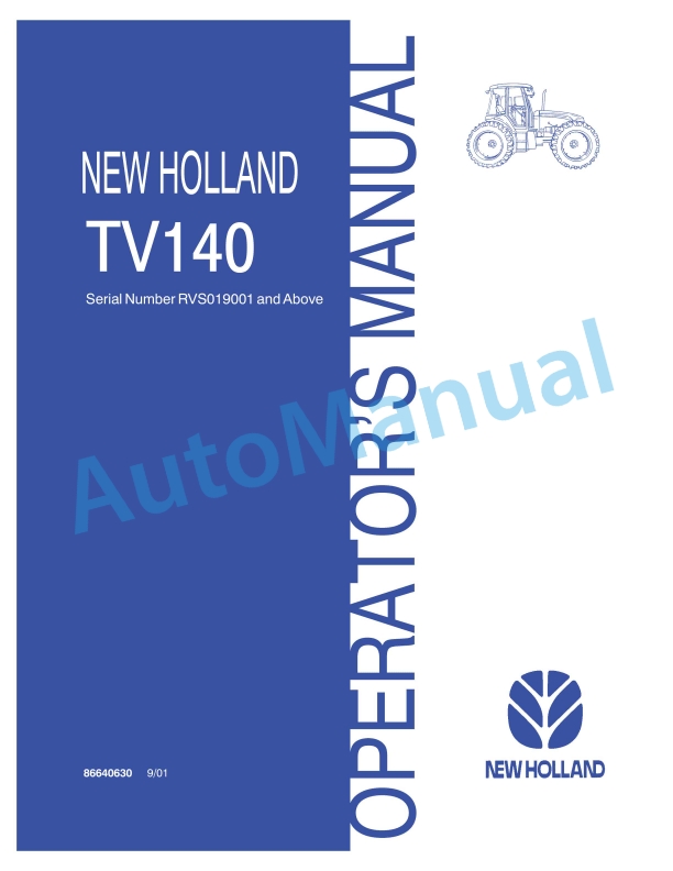 New Holland TV140 Operation and Maintenance Manual 86640630