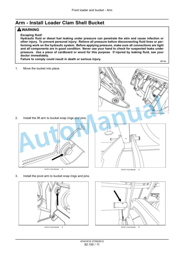 New Holland U80C Front Loader and Bucket Service Manual 47447777 2 New Holland U80C Front Loader and Bucket Service Manual 47447777-2
