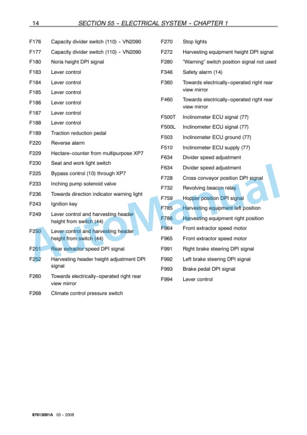 New Holland VN2080 Grape Harvester Repair Manual 87613091A 3 New Holland VN2080 Grape Harvester Repair Manual 87613091A-3