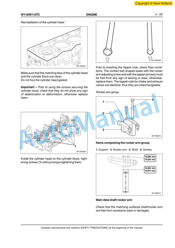 New Holland W110, W110TC Wheel Loader Workshop Manual 6041348700EN 2 New Holland W110, W110TC Wheel Loader Workshop Manual 6041348700EN-2