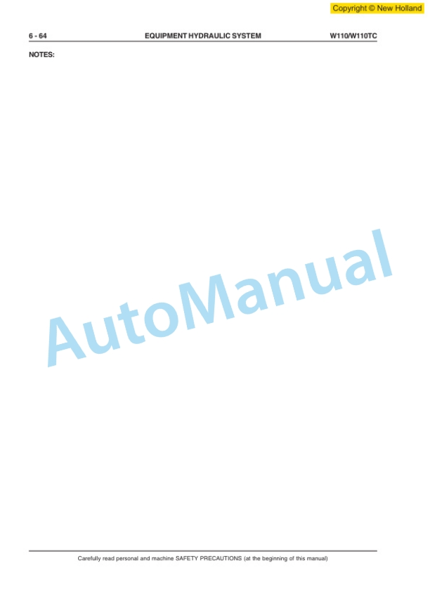 New Holland W110, W110TC Wheel Loader Workshop Manual 6041348700EN 5 New Holland W110, W110TC Wheel Loader Workshop Manual 6041348700EN-5