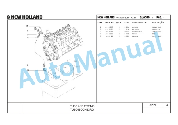 New Holland W130, W130TC Wheel Loader Parts Catalogue 75314330-1 BR 2 New Holland W130, W130TC Wheel Loader Parts Catalogue 75314330-1 BR-2