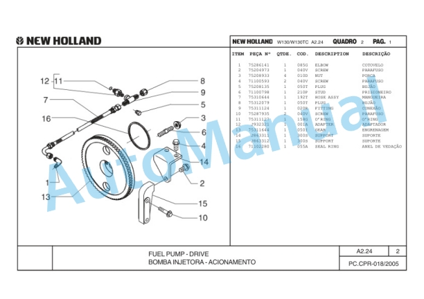 New Holland W130, W130TC Wheel Loader Parts Catalogue 75314330-2 BR 2 New Holland W130, W130TC Wheel Loader Parts Catalogue 75314330-2 BR-2