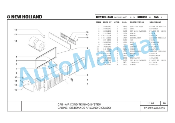 New Holland W130, W130TC Wheel Loader Parts Catalogue 75314330-2 BR 5 New Holland W130, W130TC Wheel Loader Parts Catalogue 75314330-2 BR-5