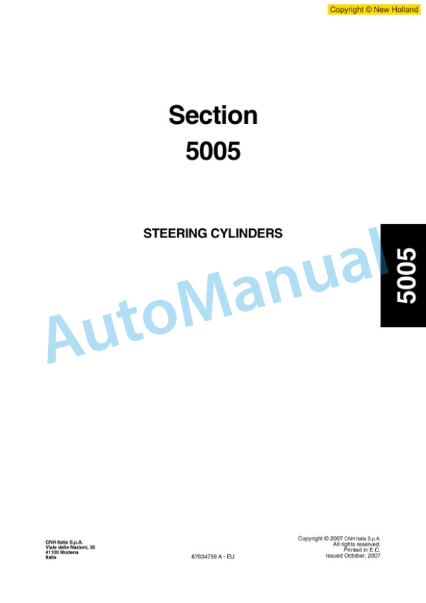 New Holland W130B Wheel Loader Workshop Manual 87634759AEU 3 New Holland W130B Wheel Loader Workshop Manual 87634759AEU-3