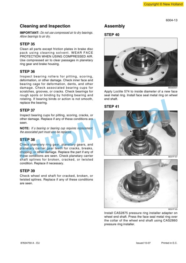 New Holland W130B Wheel Loader Workshop Manual 87634759AEU 4 New Holland W130B Wheel Loader Workshop Manual 87634759AEU-4