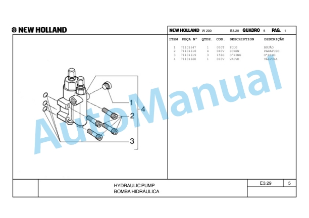 New Holland W200 Wheel Loader Parts Catalogue 75314365 BR 4 New Holland W200 Wheel Loader Parts Catalogue 75314365 BR-4