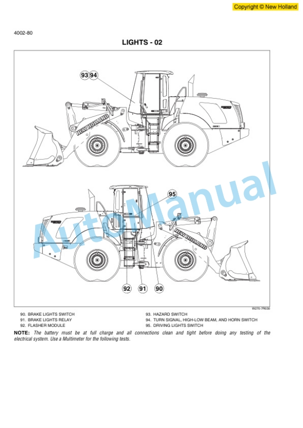 New Holland W270B Wheel Loader Workshop Manual 87661531 2 New Holland W270B Wheel Loader Workshop Manual 87661531-2