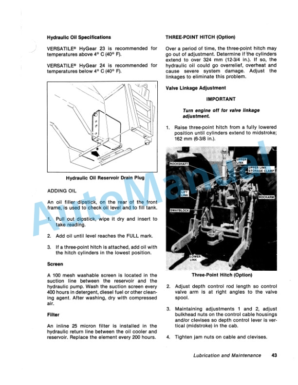 Versatile 835, 855, 875, 895 Tractor Operation and Maintenance Manual 42083542 4 Versatile 835, 855, 875, 895 Tractor Operation and Maintenance Manual 42083542-4