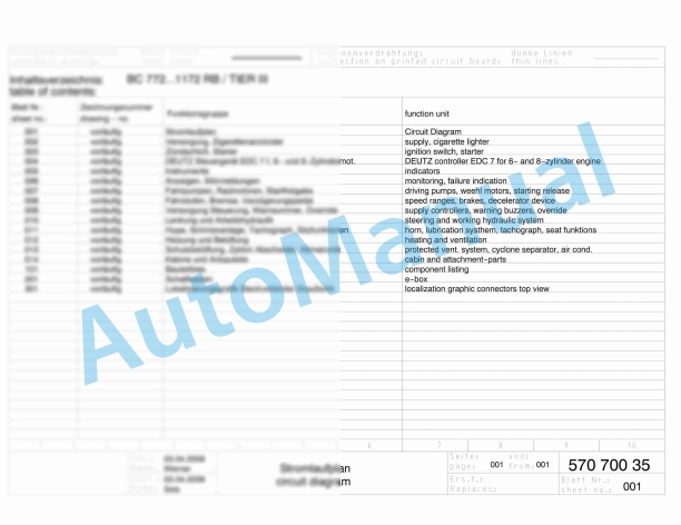 Bomag BC 1172 RB-2 Refuse Compactor Electric, Hydraulic Schematics Diagram 101570831002 - 101570831076