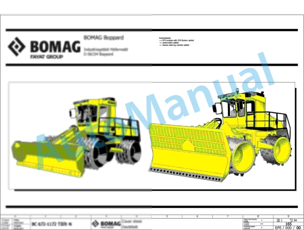 Bomag BC 1172 RB-3 Refuse Compactor Electric, Hydraulic Schematics Diagram 101570891001 - 101570891018