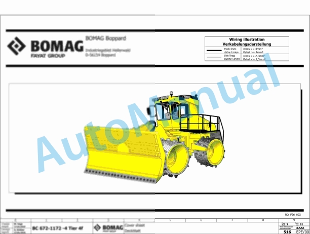 Bomag BC 672 RB-4 Refuse Compactor Electric, Hydraulic Schematics Diagram 101930701001 - 101930709999