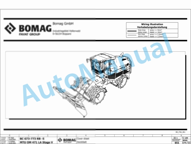 Bomag BC 673 RB-5 Refuse Compactor Electric, Hydraulic Schematics Diagram 101930301001 - 101930309999