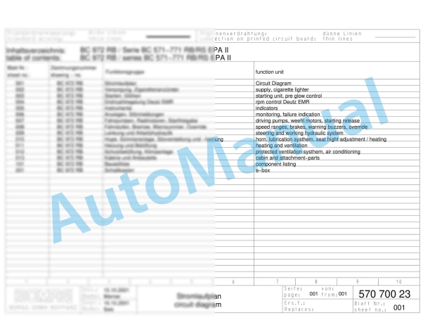 Bomag BC 771 RB Refuse Compactor Electric Schematics Diagram 101570531001 - 101570531008