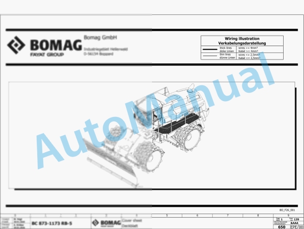 Bomag BC 873 RB-5 Refuse Compactor Electric, Hydraulic Schematics Diagram 101930401001 - 101930409999