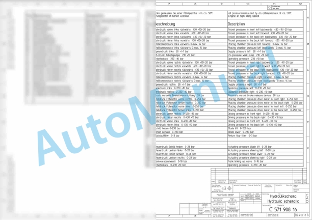 Bomag BC 972 RB-2 Refuse Compactor Hydraulic Schematics Diagram 101570841001 - 101570841011 2 Bomag BC 972 RB-2 Refuse Compactor Hydraulic Schematics Diagram 101570841001 - 101570841011-2