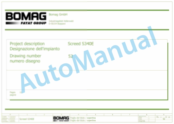 Bomag BF 300 C S340 V Asphalt Paver Electric Schematics Diagram 821891041001 - 821891041002