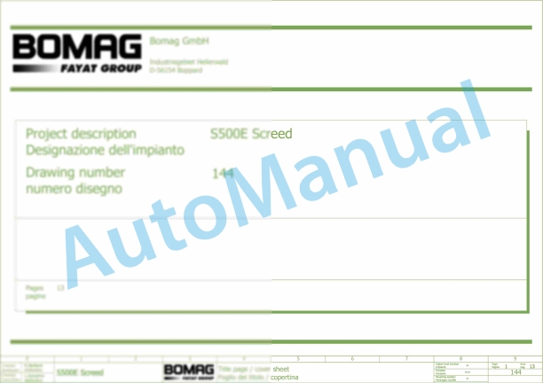 Bomag BF 600 C-2 S 500 Asphalt Paver Electric, Hydraulic Schematics Diagram 821892101017 - 821892101031