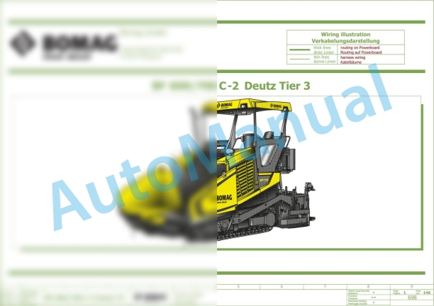 Bomag BF 600 C-2 S 500 HMI 1.0 Asphalt Paver Electric, Hydraulic Schematics Diagram 821892351001 - 821892359999-2