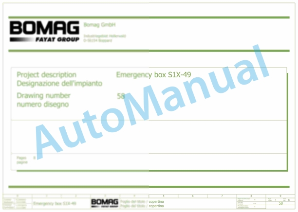 Bomag BF 600 C HSE Asphalt Paver Electric Schematics Diagram 821837891001 - 821837891065