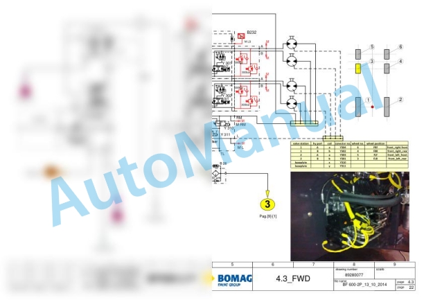 Bomag BF 600 P-2 S 500 Asphalt Paver Electric, Hydraulic Schematics Diagram 821892211001 - 821892211003-3