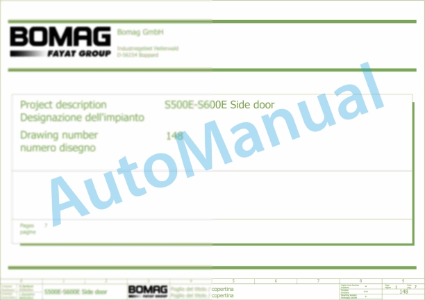 Bomag BF 700 C-3 S 500 Korea5 Asphalt Paver Electric, Hydraulic Schematics Diagram 821892511001 - 821892519999