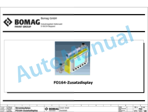 Bomag BM 2200 65 Stage V Road Milling Machine Electric, Hydraulic Schematics Diagram 101887011001 - 101887019999