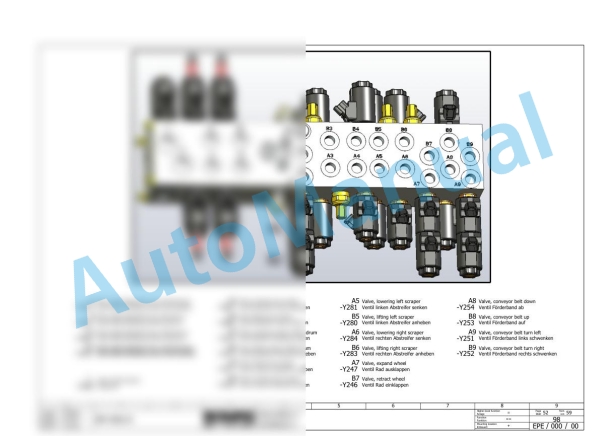 Bomag BM 500-15 EU-Flex Road Milling Machine Electric, Hydraulic Schematics Diagram 101882031001 - 101882031006-3