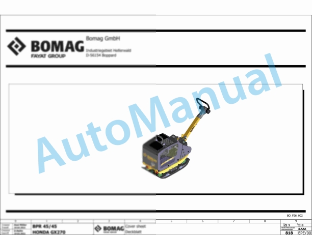 Bomag BPR 45-45 Reversible Vibratory Plates Electric Schematics Diagram 101695421001 - 101695429999 1 Bomag BPR 45-45 Reversible Vibratory Plates Electric Schematics Diagram 101695421001 - 101695429999