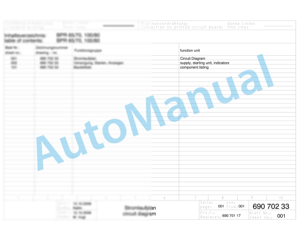 Bomag BPR 50-55 D-E Reversible Vibratory Plates Electric Schematics Diagram 101695291001 - 101695299999 1 Bomag BPR 50-55 D-E Reversible Vibratory Plates Electric Schematics Diagram 101695291001 - 101695299999