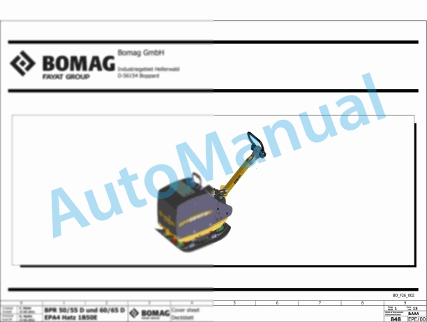 Bomag BPR 50-55 D Reversible Vibratory Plates Electric Schematics Diagram 101695701001 - 101695709999 1 Bomag BPR 50-55 D Reversible Vibratory Plates Electric Schematics Diagram 101695701001 - 101695709999