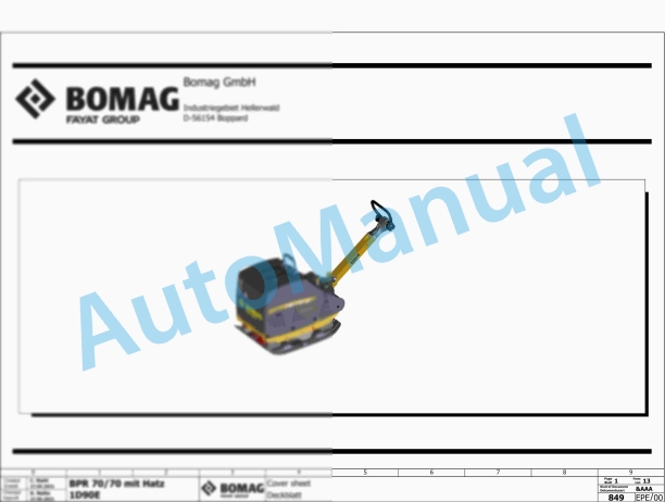 Bomag BPR 70-70 D Reversible Vibratory Plates Electric Schematics Diagram 101695651001 - 101695659999 1 Bomag BPR 70-70 D Reversible Vibratory Plates Electric Schematics Diagram 101695651001 - 101695659999
