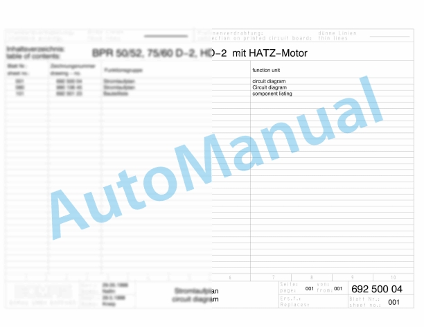 Bomag BPR 75-60 D-2 Reversible Vibratory Plates Electric Schematics Diagram 101690611517 - 101690611603 1 Bomag BPR 75-60 D-2 Reversible Vibratory Plates Electric Schematics Diagram 101690611517 - 101690611603