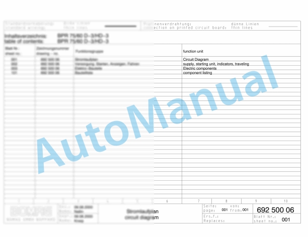 Bomag BPR 75-60 D-3 Reversible Vibratory Plates Electric Schematics Diagram 101690651001 - 101690651549 1 Bomag BPR 75-60 D-3 Reversible Vibratory Plates Electric Schematics Diagram 101690651001 - 101690651549