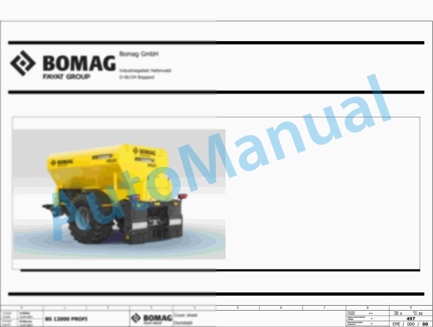 Bomag BS 12000 Profi Accessory Equipment Electric, Hydraulic Schematics Diagram 101910741001 - 101910741003 1 Bomag BS 12000 Profi Accessory Equipment Electric, Hydraulic Schematics Diagram 101910741001 - 101910741003