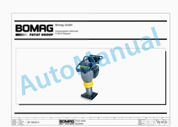 Bomag BT 65-4 Tamper Electric Schematics Diagram 101540581001 - 101540582183