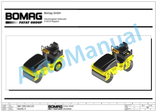 Bomag BW 100 AC-4 Combination Rollers Electric, Hydraulic Schematics Diagram 101880171001 - 101880171105 1 Bomag BW 100 AC-4 Combination Rollers Electric, Hydraulic Schematics Diagram 101880171001 - 101880171105