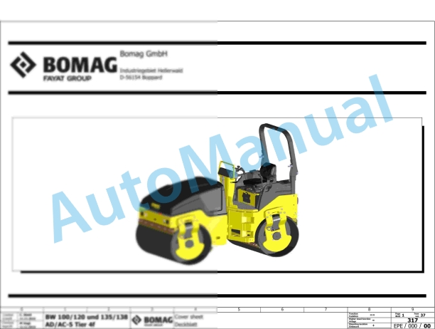 Bomag BW 100 AC-5 Combination Rollers Electric, Hydraulic Schematics Diagram 101880581001 - 101880589999 1 Bomag BW 100 AC-5 Combination Rollers Electric, Hydraulic Schematics Diagram 101880581001 - 101880589999