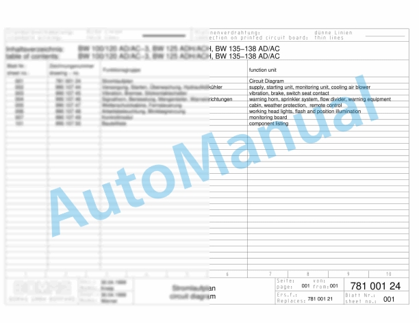Bomag BW 100 AD-3 Tandem Vibratory Rollers Electric, Hydraulic Schematics Diagram 101150514012 - 101150515387 1 Bomag BW 100 AD-3 Tandem Vibratory Rollers Electric, Hydraulic Schematics Diagram 101150514012 - 101150515387