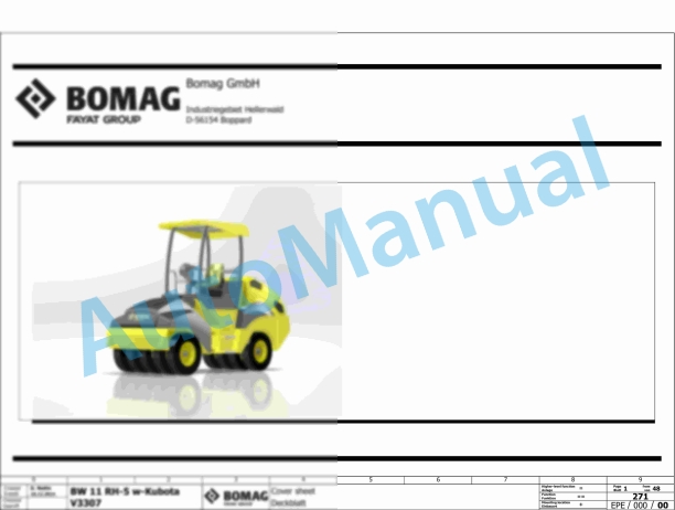 Bomag BW 11 RH-5 Rubber Tyred Rollers Electric, Hydraulic Schematics Diagram 101538701001 - 101538701066 1 Bomag BW 11 RH-5 Rubber Tyred Rollers Electric, Hydraulic Schematics Diagram 101538701001 - 101538701066