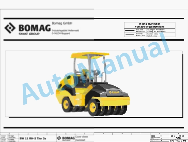 Bomag BW 11 RH-5 Rubber Tyred Rollers Electric, Hydraulic Schematics Diagram 861538731002 - 861538731020 1 Bomag BW 11 RH-5 Rubber Tyred Rollers Electric, Hydraulic Schematics Diagram 861538731002 - 861538731020