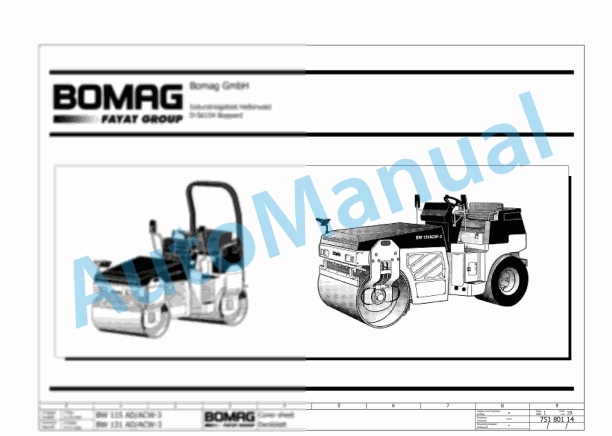 Bomag BW 115 AC-3 Combination Rollers Electric, Hydraulic Schematics Diagram 861750211001 - 861750211326 1 Bomag BW 115 AC-3 Combination Rollers Electric, Hydraulic Schematics Diagram 861750211001 - 861750211326