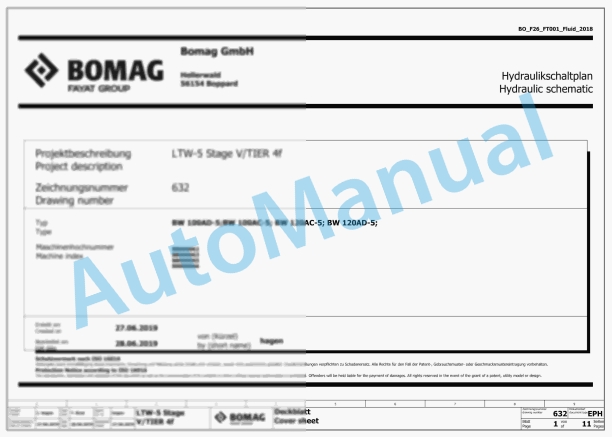 Bomag BW 120 AC-5 CC Combination Rollers Electric, Hydraulic Schematics Diagram 961880741001 - 961880749999 1 Bomag BW 120 AC-5 CC Combination Rollers Electric, Hydraulic Schematics Diagram 961880741001 - 961880749999