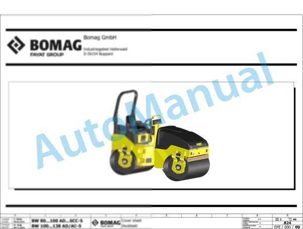 Bomag BW 120 SLC-5 Tandem Vibratory Rollers Electric Schematics Diagram 961880681001 - 961880689999 1 Bomag BW 120 SLC-5 Tandem Vibratory Rollers Electric Schematics Diagram 961880681001 - 961880689999